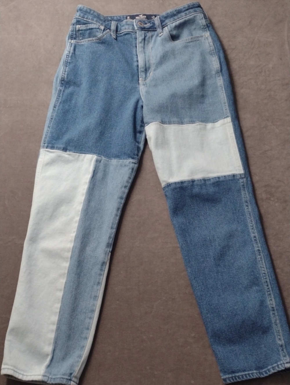Hollister 3R 26/27 Light Blue High-Rise Mom Denim Patchwork Jeans